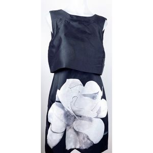 NWT INA Black & White Floral Sheath Dress Size Large